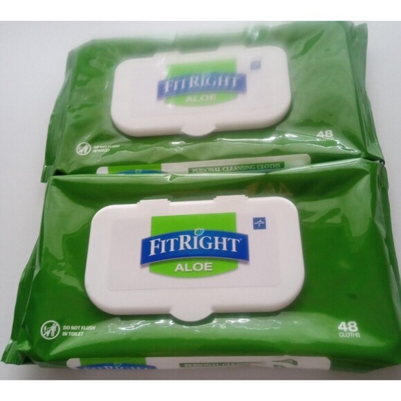 FitRight Aloe Quilted Cleansing Cloths Adult Wipes 2 packs of 48 wipes - Picture 4 of 4